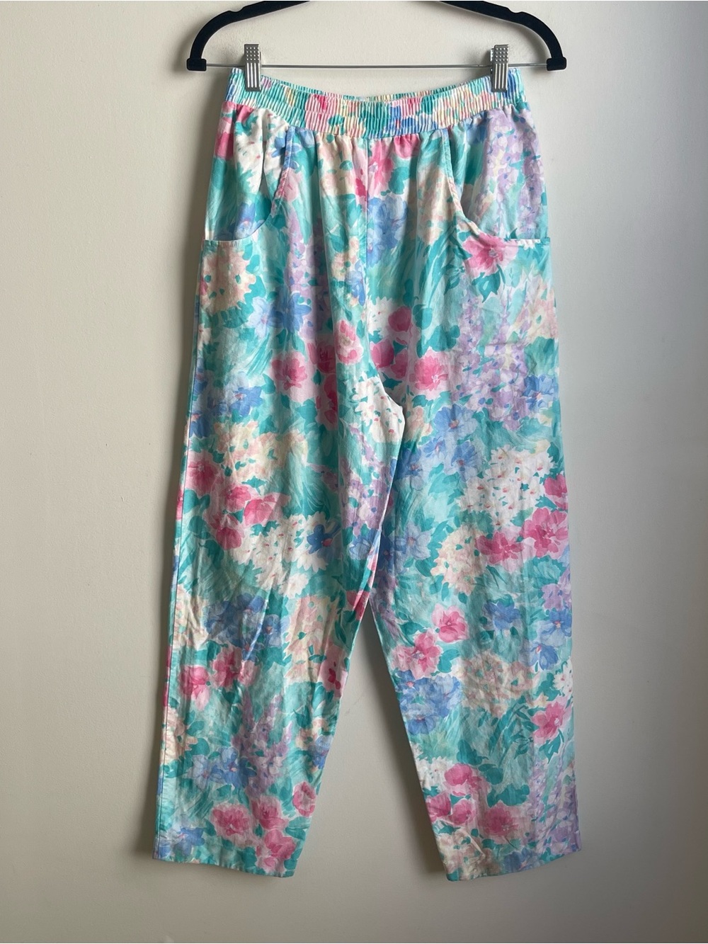 Vintage Sea Suns by Sir Winston Pants Cotton Floral Pastel Pockets Size Medium